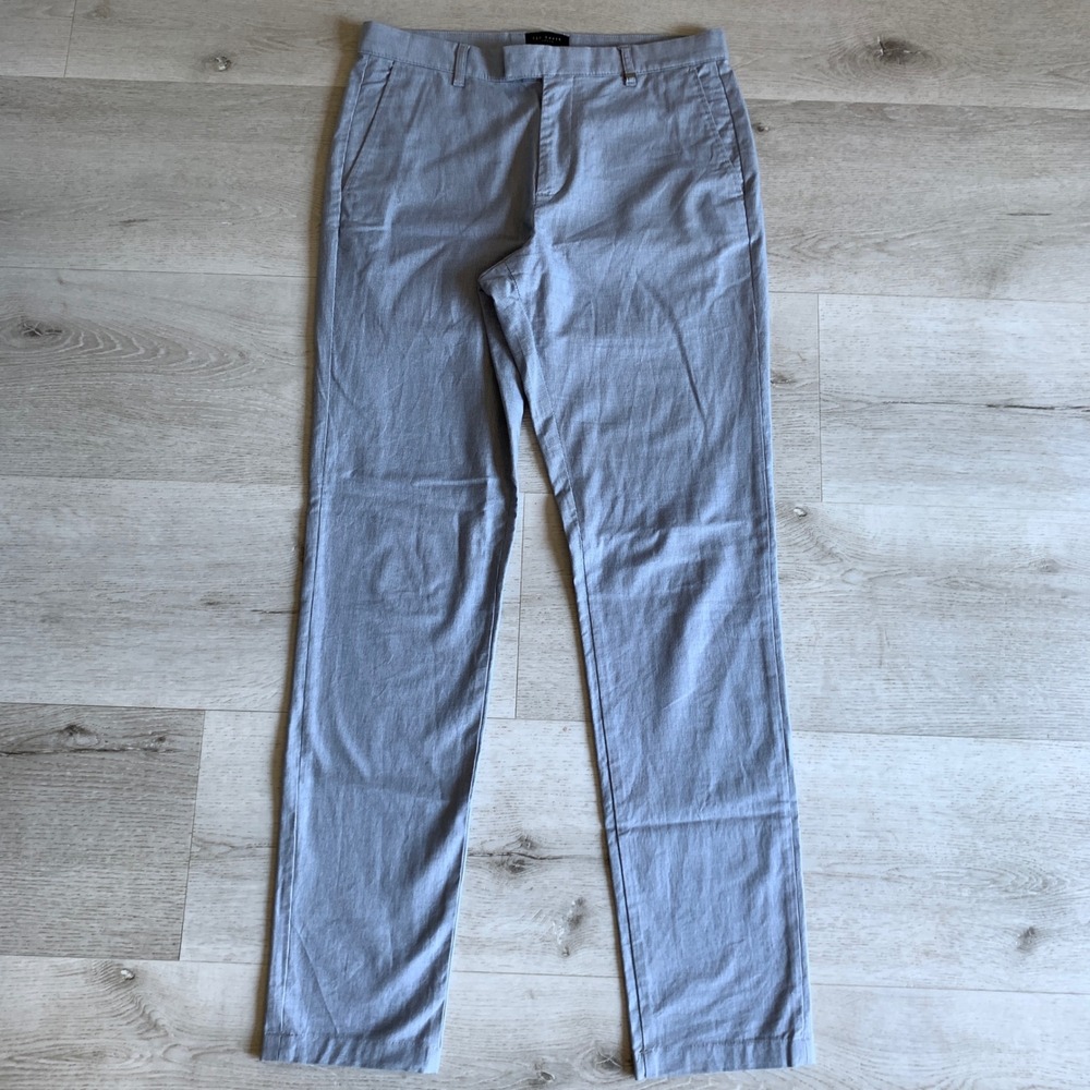 Ted Baker London Mens Slim Fit Micro Check Trousers Light Blue 30R RN95229